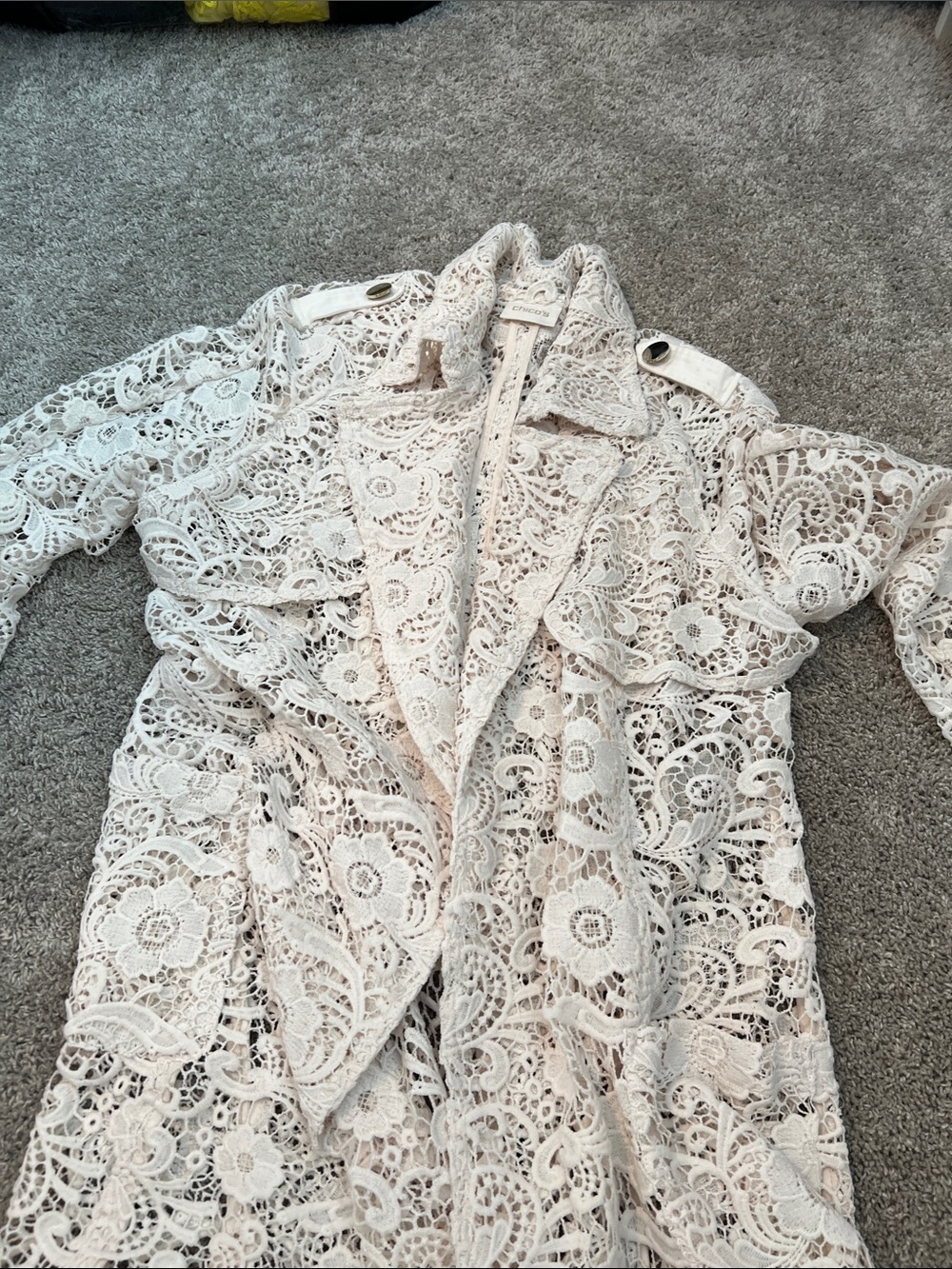 Chico's Cream Lace Trench Coat ‼️NO BELT - Picture 2 of 9